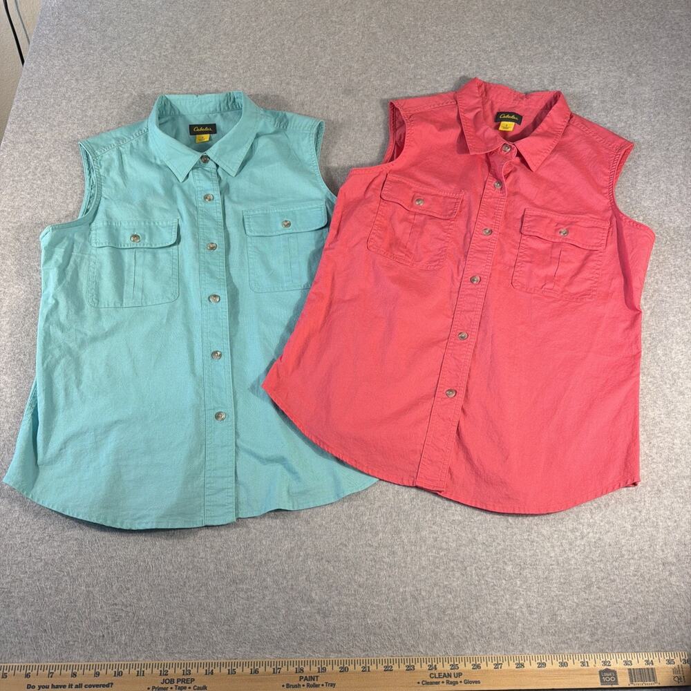 Lot Of 2 Cabela’s Women’s Cutoff Sleeve Shirts, Size L